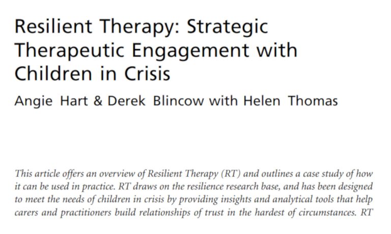 Resilient Therapy: Strategic Therapeutic Engagement with Children in Crisis Resilient Therapy: Strategic Therapeutic Engagement with Children in Crisis
